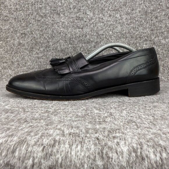 ✅VTG French Shriner Mens 10M Black Leather Wingtip Kiltie Tassel Loafers Classic main image 8
